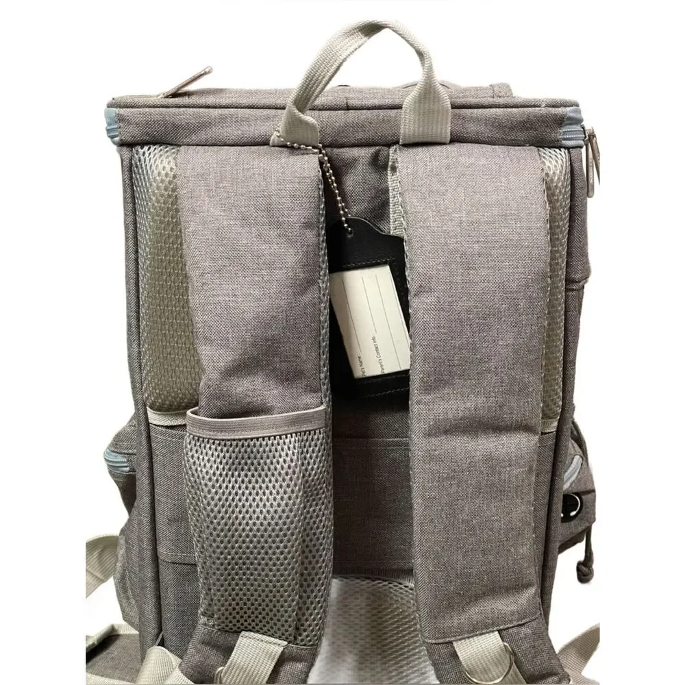 Mr. Peanuts Gray & Blue Convertible Small Pet Backpack & Crossbody Bag -Fleece